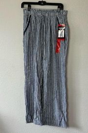 NWT Briggs Blue and White Casual Linen Striped Pants Medium