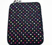 NWT Vera Bradley Black Havana Dots Print Cotton Quilted Laptop Sleeve 15"x12"