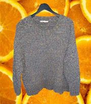 Seven 7 Gray Colorful Knit Crew Neck Sweater Size Large‎