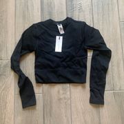 Dynamite Long sleeve crewneck seamless top in jet black