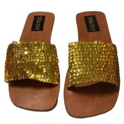 Mystique gold sequins sandals size 7