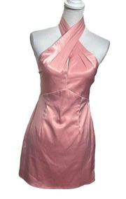 Superdown Samira Mini Dress in Pink Criss Criss Haltered Satin Womens Size S New