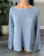 Artisan NY Light Blue Sweater XS Crochet Details E4