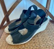 Johnston & Murphy black leather cross strap espadrille sandal 9.5