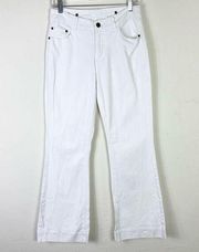 Soft Surroundings White Denim Wide Flare Leg Jeans Size M