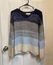 V Neck White/Blue Sweater