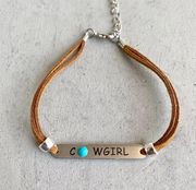 Western Cowgirl Leather Pendant Bracelet