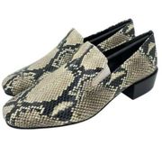 Via Spiga Women’s Baudelaire Square Toe Snakeskin Embossed Leather Loafers