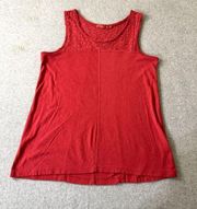 Prana Womens Tank Size S Red Eyelet Athletic Logo Hiking Outdoors Preppy