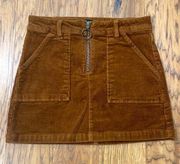 Blue Spice Brown Corduroy Zip Front Skirt juniors size 3