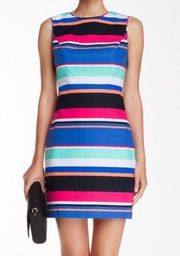 Sleeveless Tropical Stripes Mariam Sheath Dress Size 6