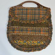 Handmade Hippy 1980s or 1970s Vintage Bag, Handbag, purse retro grandma quilted