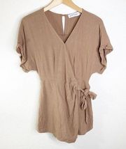 Petal & Pup Brown Wrap Romper Size 2