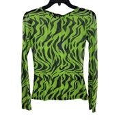 Daisy Street Green Long Sleeve Sheer Patterned Top 6 New