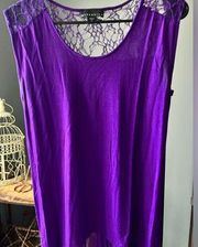 lace back accordion purple tank size small