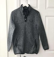 Simply Southern Grey Marled Black Trim Quarter Snap Button Pullover Medium