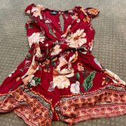 Red Floral Romper​​​​​​​​​