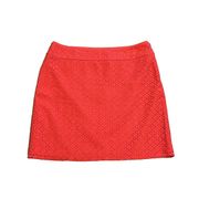 NEW Saint Tropez West Eyelet Floral Cotton Mini Skirt Orange Mid Rise Size 14