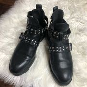 H&M divided black faux leather studded boots 37