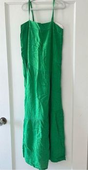 Green Linen Blend Tiered Maxi Dress Size XSmall NWT