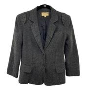 Elizabeth James Wool Blend Blazer Fitted 2 Button Single Breasted Womens Size 2