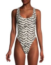 WeWoreWhat Zebra Printed High-Cut One-Piece size Large NWT!!!