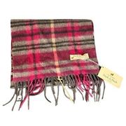 Peck & Peck NWT Pink & Gray Plaid Cashmere Scarf