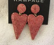 New Rampage Crystal Hearts Earrings