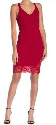 NEW Velvet Torch Red Lace Body Con Racerback Dress Size Medium M