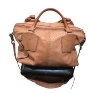 Botkier large washed pale orange leather handbag.