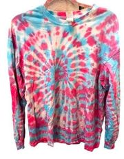 Homemade Pink and Blue Tie Dye Long Sleeve Tshirt - Size : Large