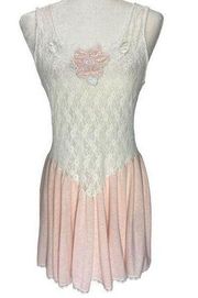 Vintage Indulgence Lace Slip Chemise Lingerie Dress - medium