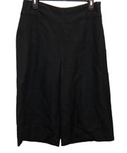 Sportswear Linen Blend Cropped Wide Leg Culotte Pants Black 8