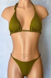 Olive, Halter, Bikini Set