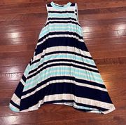 Living Doll gray navy and aqua shift dress size medium