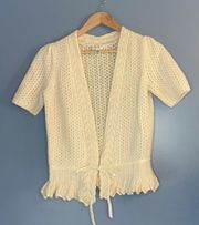 Ann Taylor  Cream Knit Short Sleeve Cardigan Sweater