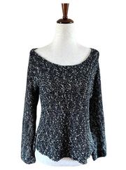 Helmut Lang Slub Yarn Boat Neck/Scoop Neck Sweater in Black/White Size Small