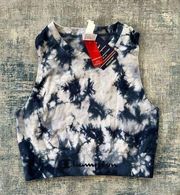 NWT! Champion Blue White Tie Dye Sweatshirt Crop Top Large