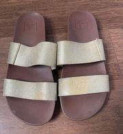 REEF~Gold Leather Bounce Cushion Comfort Sandals US 6