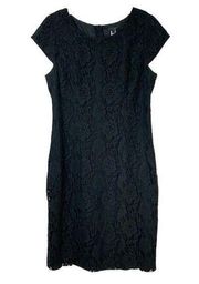 J.Crew black lace cap sleeve sheath dress 6