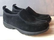 Lands End Womens Shoes Sz 8.5B Black Suede Clogs Slip On Comfort Toggle Loafers