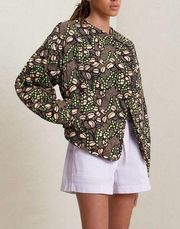 A.L.C Emory Brown Peach Green Quilted Asymmetrical Floral Jacket