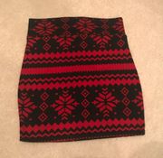 Red + Black Tribal Print Skirt