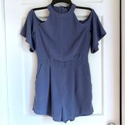 One Clothing Open Shoulder Periwinkle Blue Dress Short Romper