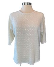 sweater short sleeve rounded neckline w/beads sequins size large