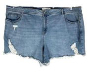 Cato Plus Size 28W Denim Shorts Blue Distressed Jean High Rise 5 Inch 1100