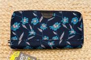 Travelon RFID Blue Floral Wrap Around Zippered Wallet