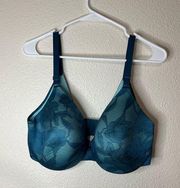 Cacique blue floral lace lightly lined full coverage bra 38DDD