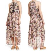 Melrose And Market Womens Flounce Dress Multicolor Floral High Low Midi Tiered S