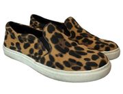 A New Day Shoes Womens 6 Reese Canvas Leopard Print Slip On Sneakers Brown